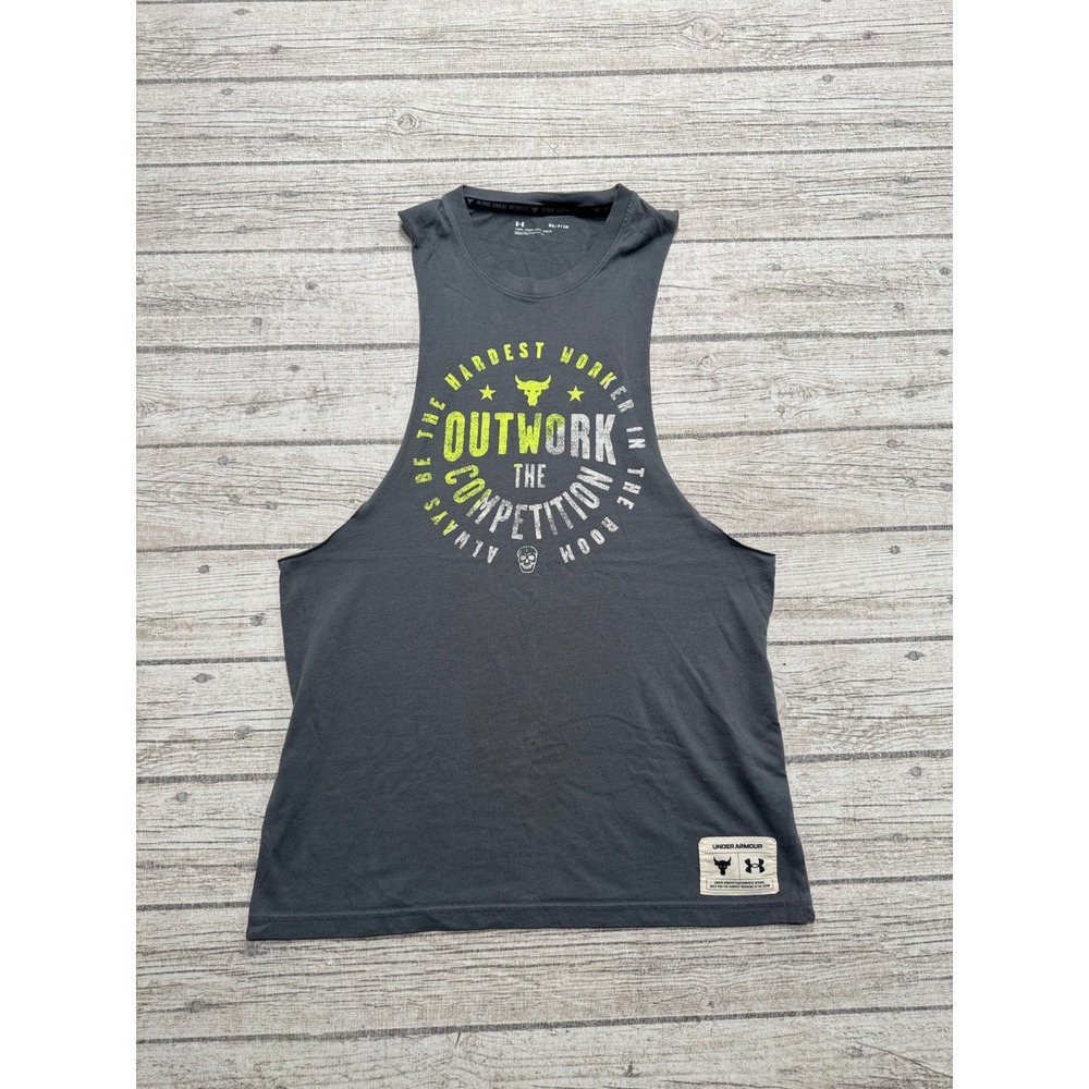 Under Armour Muscle Tank Men's Small Gray Outwork The Competition Project Rock